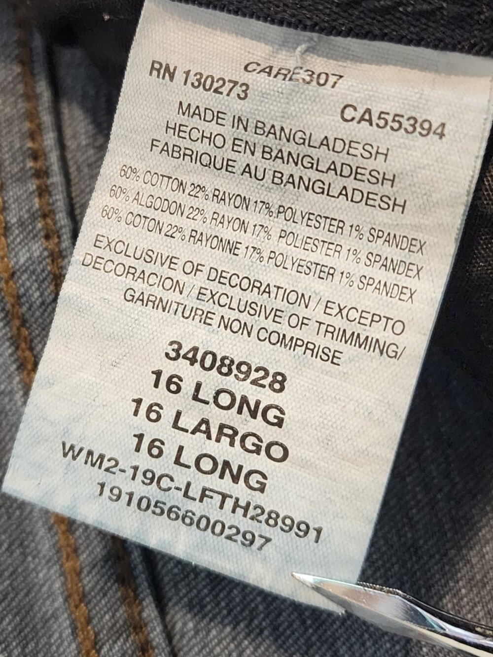 2/$25 Lee Flex Motion Mid Rise Regular Fit Bootcut Dark Wash Jeans Size 16 Long - Picture 9 of 10